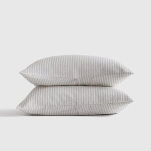 NWT QUINCE European Linen Sham Set Standard Mist Stripe 6125